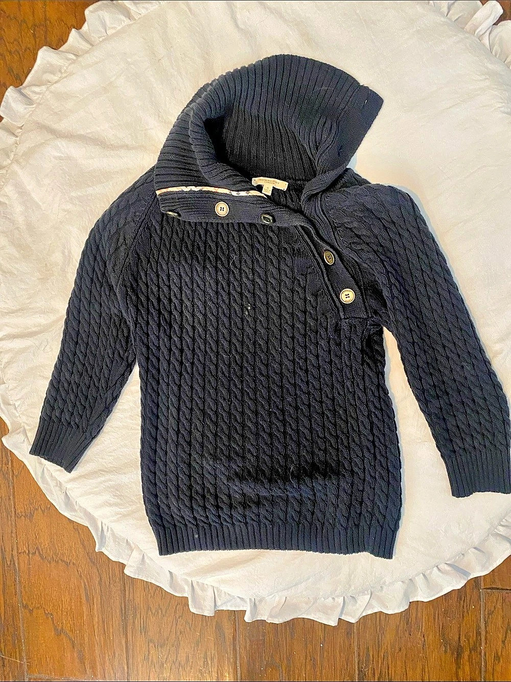Burberry Black Knit Cowl Neck Sweater Size Small